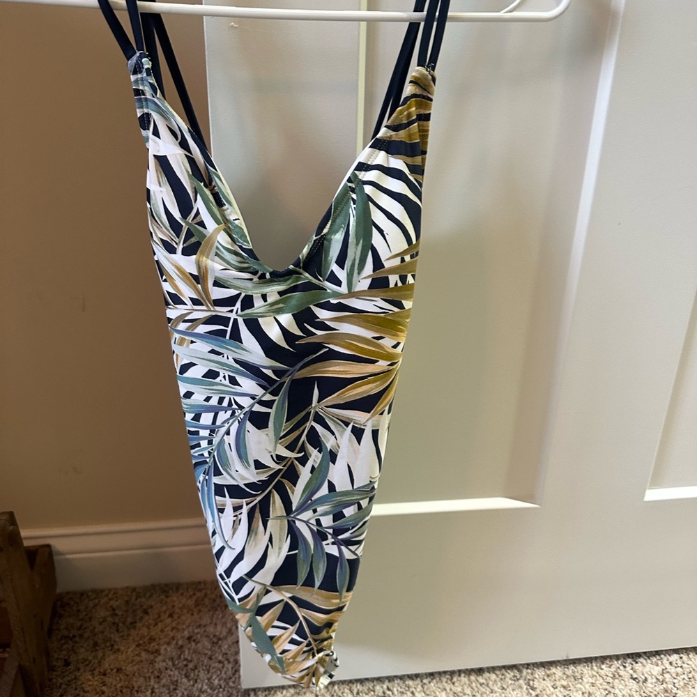 Tropical Leaf Print  One Piece Swimsuit